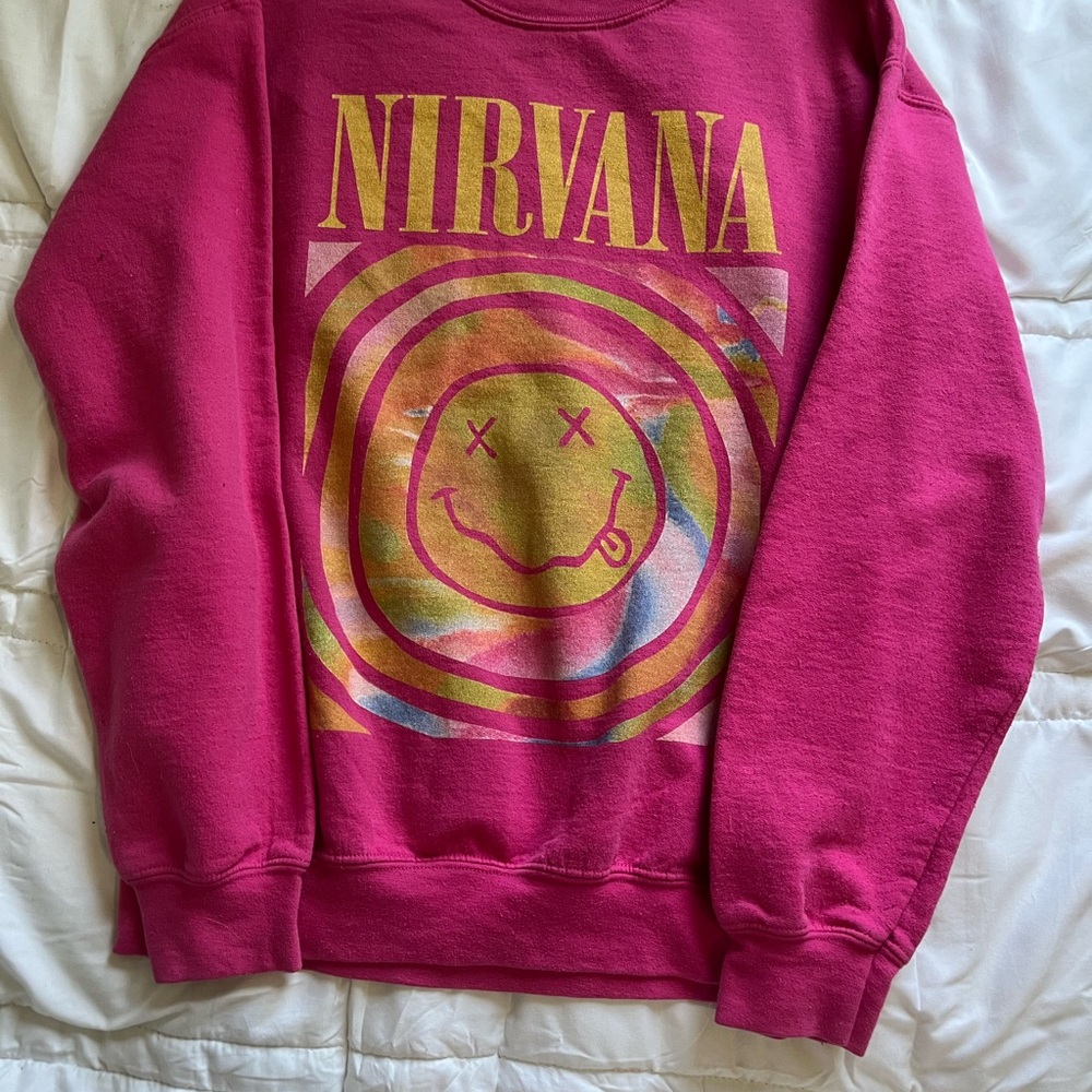 NIRVANA Pink Sweatshirt with Multicolor Graphic